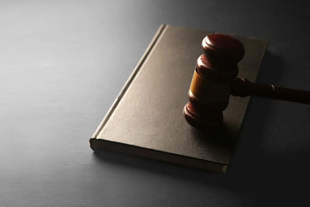 Wooden gavel resting on a book