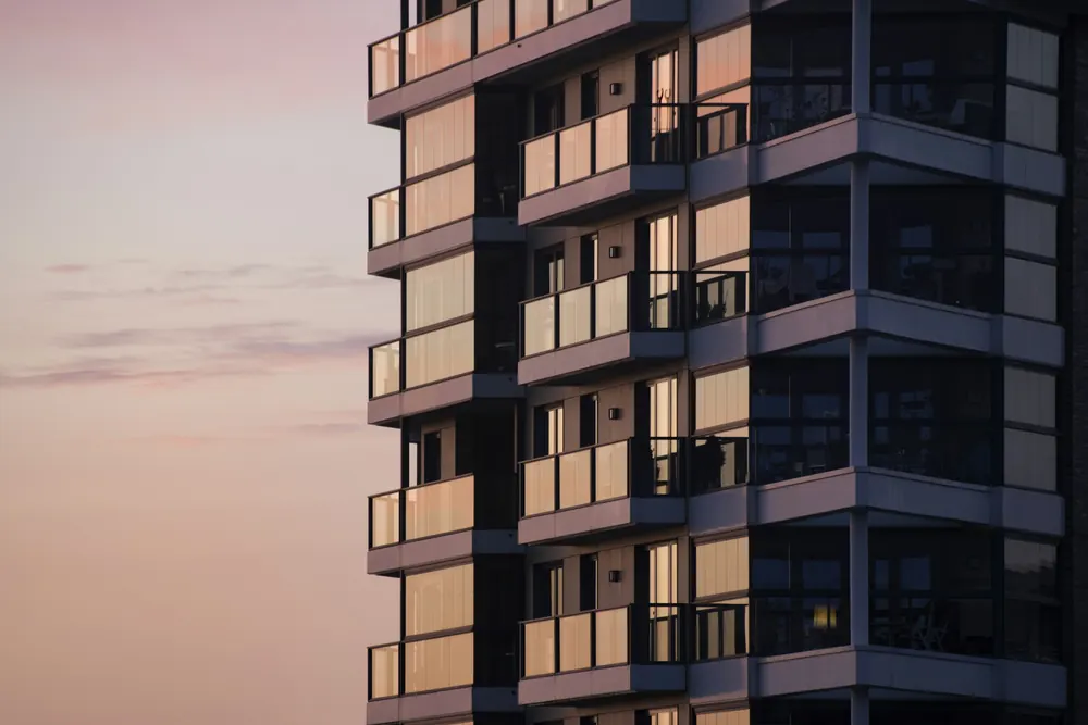 Modern apartment building with balconies